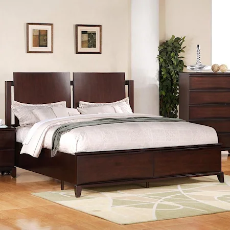 Queen Bed with Contemporary Panel Headboard